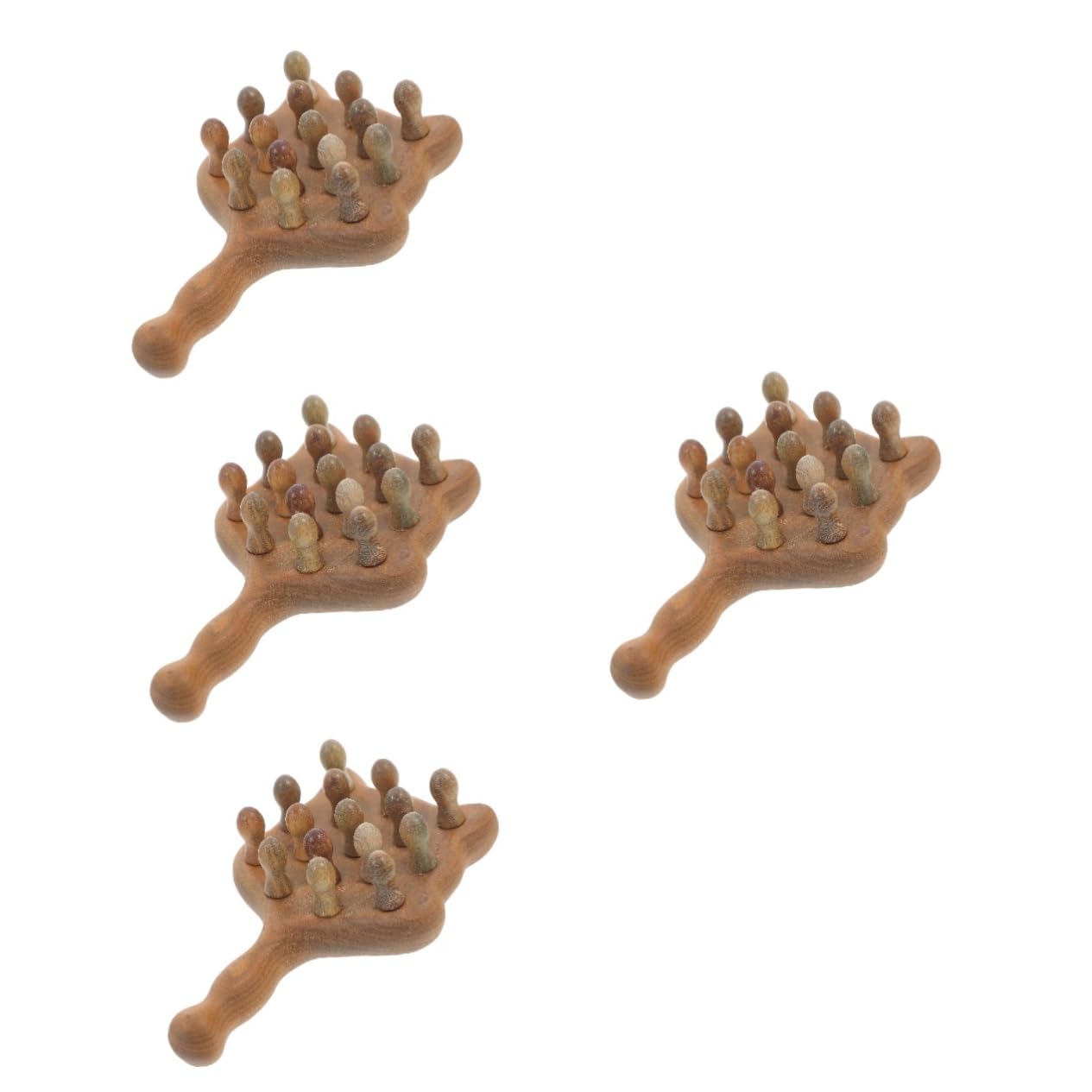 Healeved 4pezzi Pettine Massaggiatore Legno Artigianale Con Design Ergonomico Strumento Per Massaggio Scalpico Combina Relax e Comfort Per Tutti Tipi Di