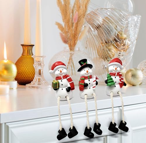 Gift Boutique 12958 Christmas Snowman Figurines Table Top Decor Set Of 3 Resin Sitting Snowmen thumb #3
