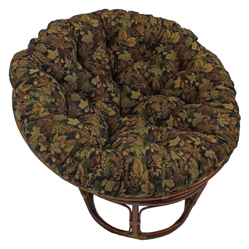 Blazing Needles Patterned Tapestry Papasan Chair Cushion, 48" x 6" x 48", Autumn Harvest