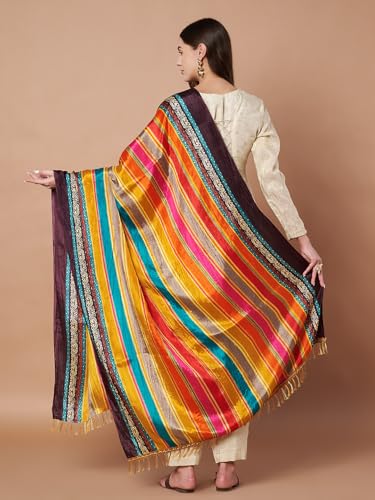 Image of Women's Art Silk Bandhani Print Dupatta with 2.20 Meters | Women's cotton printed dupatta with tassels