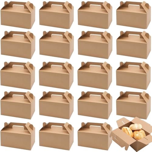 JAWAI 20 Pieza Cajas Comida Cartón Kraft, Caja Comida Papel Kraft, Cajas Kraft para Fiestas, Caja Cartón Papel Pastel, para Pollo Asado, Pasteles, Galletas y Aperitivos