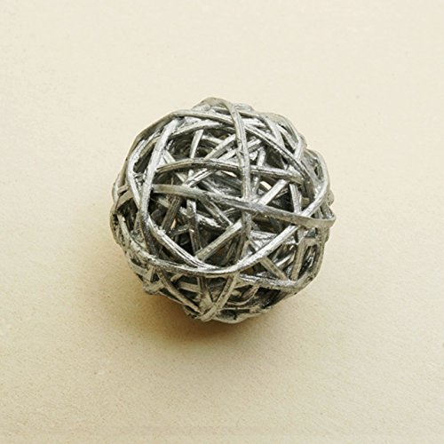 Générique 6 Boules Deco en Osier - Couleur : Argent