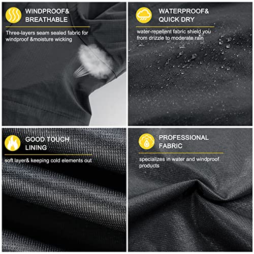 Junlan Waterproof Jacket For Men Windbreak Running Rain Jacket Hooded Outdoor Raincoat Shell Jacket For Hiking Travel (Xxx=Large, Black) #TOP2