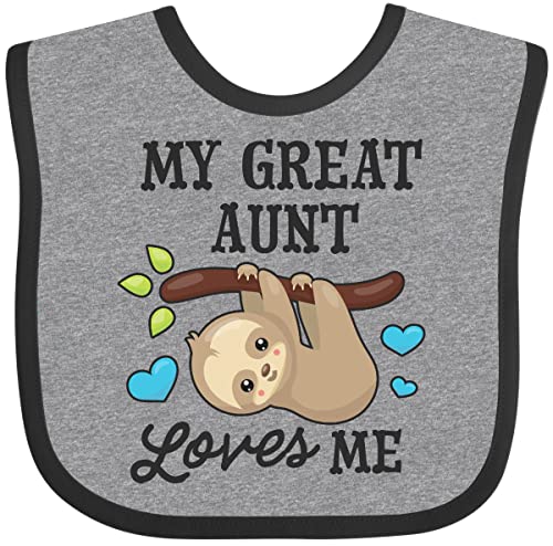 inktastic My Great Aunt Loves Me with Sloth and Hearts Baby Bib