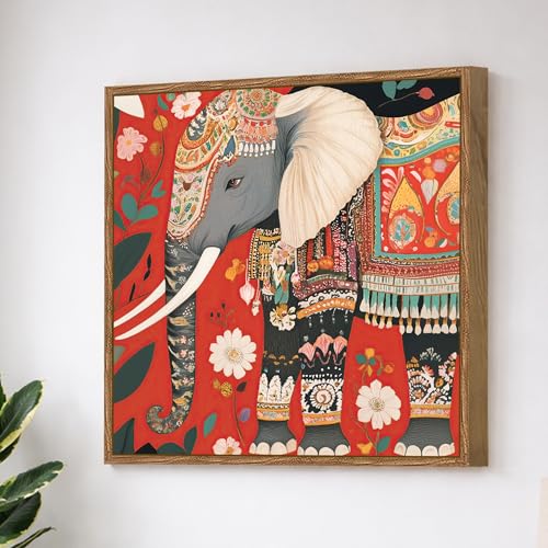 Indian Folk Framed Painting For Living Room | Madhubani Folk Larg...