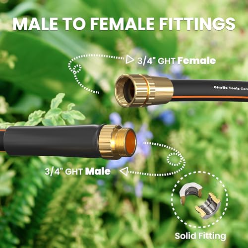 Giraffe Tools Garden Hose 50ft x 5/8", Water Hose Heavy Duty, Flexible, Lightweight Hybrid Hose, Male to Female Fittings - Image 3