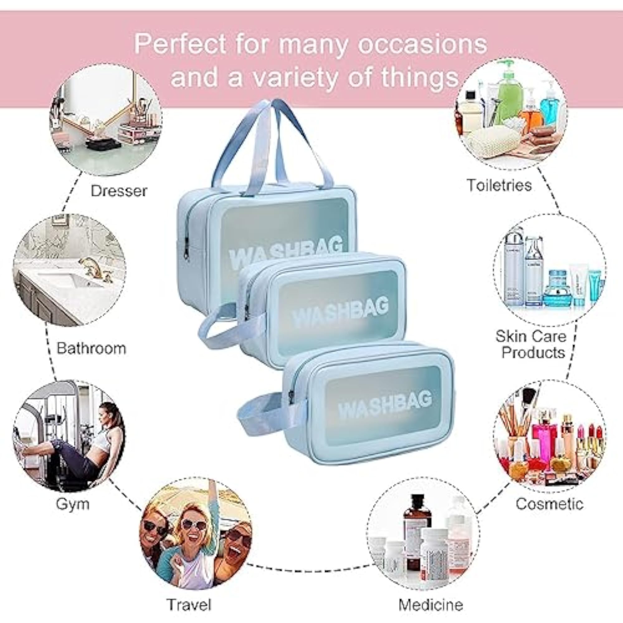 PVC Cosmetic Organizer Bag with Zipper Closure