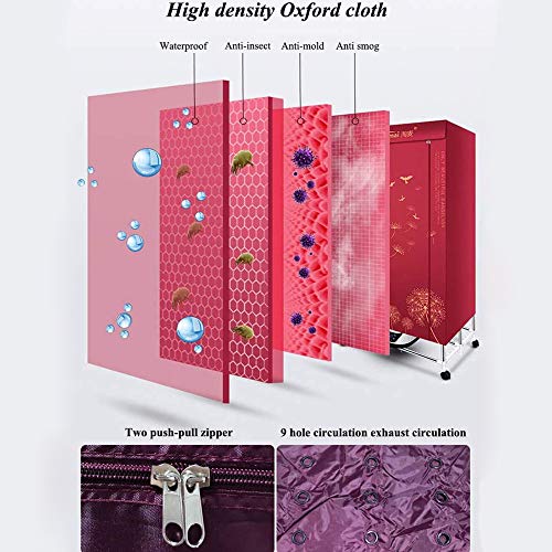 Asciugatrice Multifunzione Pieghevole 1500W,Asciugabiancheria A Risparmio Energetico Anionico,Stendibiancheria Elettrico Portatile,Timer Automatico Digitale Con Modalità Rapida Ed Efficiente,Rosso - Image 7