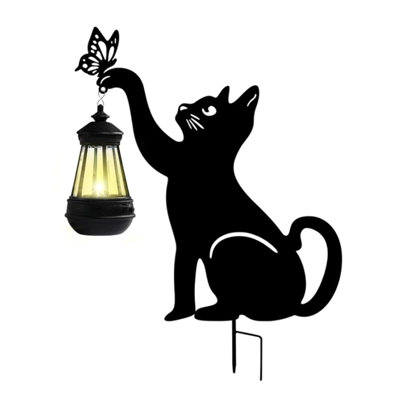 Zewnętrzna lampa solarna dla kota, dekoracyjna metalowa latarnia do ogrodu, kreatywna lampa solarna do dekoracji na zewnątrz