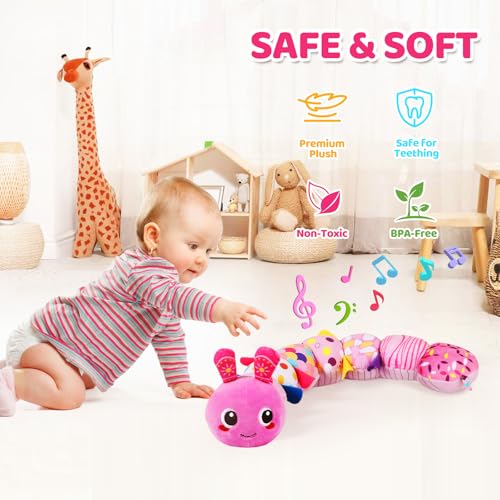 Kmuysl PINK-MMC Baby Toys 0-6 6-12 Months, Sensory Music Animal Stuffed Toy For 0 1 2 3 4 5 6+ Months, Plush Toy With Crinkle And Rattles For Infant Newborn thumb #4