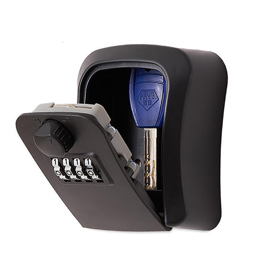 Cerradura Llave Caja Fuerte, Caja de Seguridad con contraseña y combinación de 4 dígitos for Pared, Multicolor, 96 x 75 x 33 mm(Black)