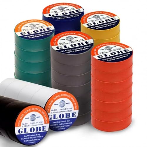 FEYZAYAPI Globe Izole Elektrik Bandı Globe Plastik Izole Elektrik Bandı 5 adet (KIRMIZI,SARI,SİYAH,BEYAZ) (SARI)