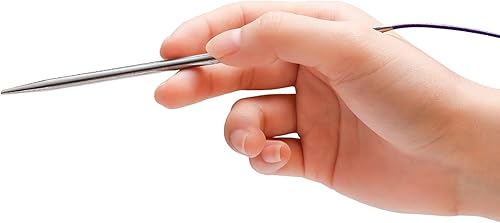 Miniatura 3 de Coopay Agujas de tejer circulares 0.276 in 15.7 in cortas, agujas circulares de acero con cable flexible, pasadores de punto circulares fijos de