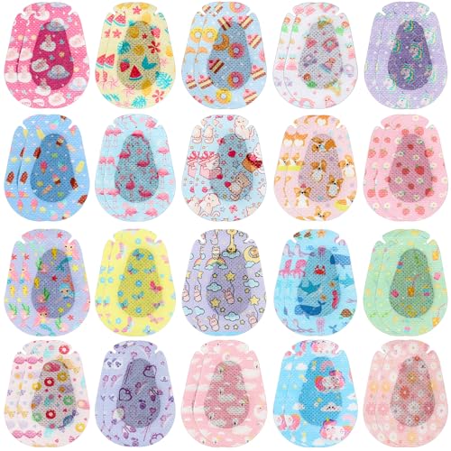 Copkim 40 Pcs Adhesive Eye Patches for Kids Girls Toddler Eye Patch Bulk Colorful Breathable Cartoon Lazy Patch for Back to School Children Baby Light Blocking 20 Styles 3 x 2 Inches (Patterned)
