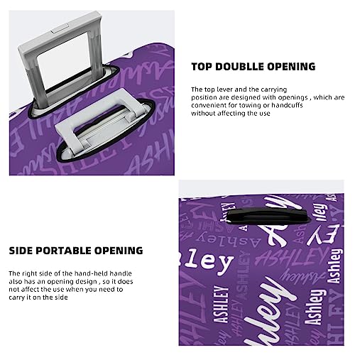 Custom Luggage Cover with Name, Personalized Elastic Purple Theme Travel Suitcase Protector Cover Gift for Men Women Team (4 Sizes)4
