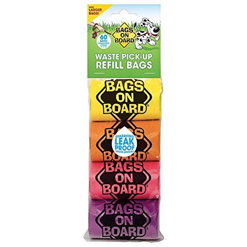 Bags on Board Dog Poop Bags | Strong, Leak Proof Dog Waste Bags | 9 X14