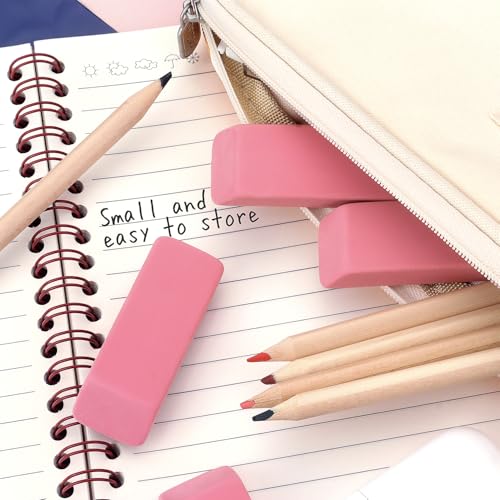 Image of Tamaki Large Erasers, Pink, Pack of 12 | Pencil Erasers for Drawing, Artist Eraser