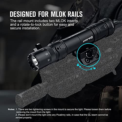 OLIGHT Odin GL M 1500 Lumens MLOK Mount Rechargeable Tactical Flashlight with Green Beam and White LED Combo, Removable Slide Rail Mount and Dual-Button Remote Pressure Switch