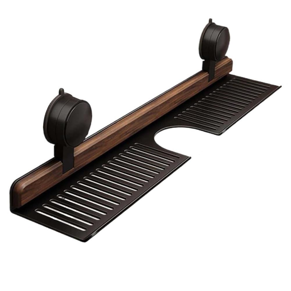 Hndhbfgrt Bathroom Shelf Suction Cup Wall Mount Shower Shelf over Faucet Sink Rack Shampoo Holder No Drill Drain Basket Bathroom Organizer Bathroom Organizer