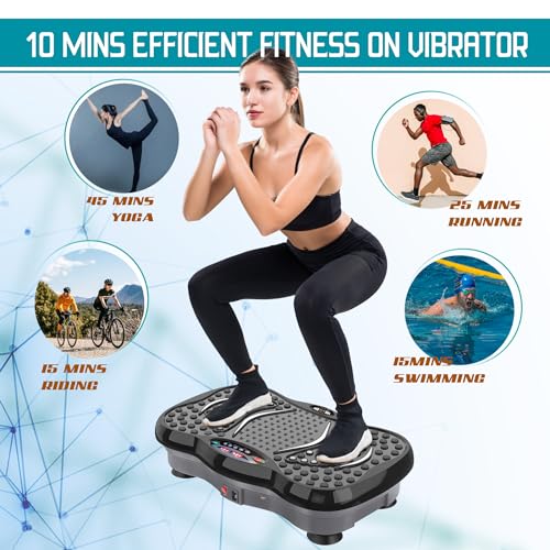 FK Sports Vibration Plate Exercise Machine - Vibration Fitness Trainer with 99 Intensity Levels, 5 Programs & 2 Resistance Bands - For Whole Body Workout - CE Certified (Black (OOS)) - Image 5
