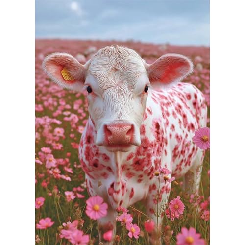 Peinture diamant vache rose 5D kit complet bricolage adulte débutant