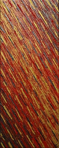Tableau abstrait couteau or rouge gris 50x20 cm pour salon et bureau chic