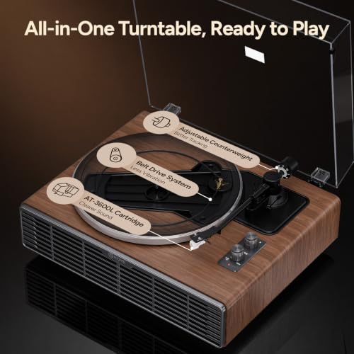 Image of HiFi Vinyl Record Player with Built-in Speakers, AT-3600L, Bluetooth