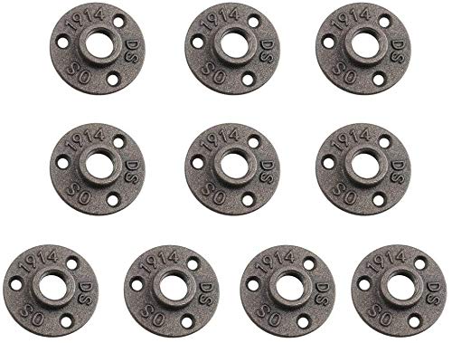 XLYBSST 1/2 Cast Iron Floor Flange,Hellopet 10 Pack Industrial Steel Fixed Base Internal Flanges Pipe Fitting with Threaded Hole for Industrial Pipe, Furniture and DIY Decoration