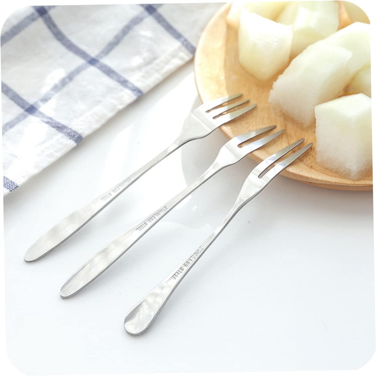 Mikinona 12 Pack of Stainless Steel Forks Fruit Dessert Beefsteak Forks Long Handles