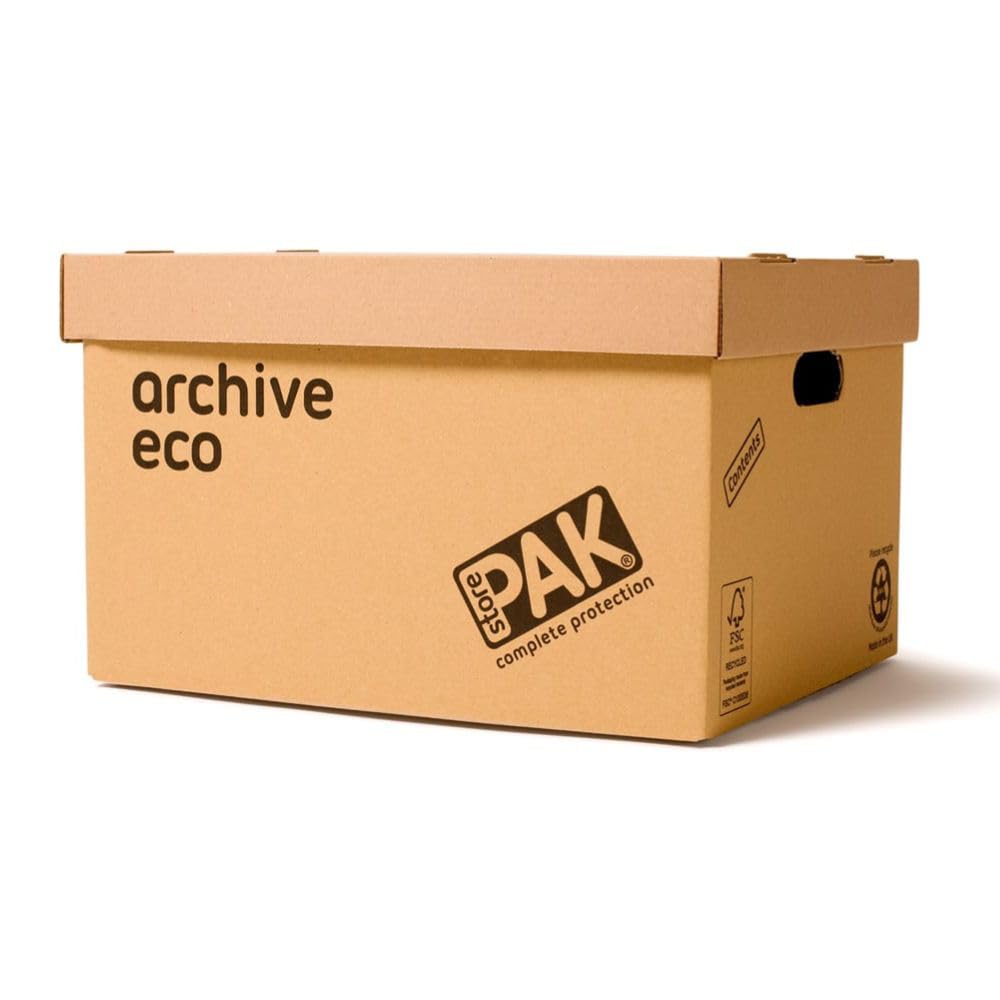 StorePAK Eco Archivkartons mit Deckel, 10 Stück Flach verpackt; einfach zusammenzubauen. Ideal für Zuhause, Büro und Umzug. Archiv-Box. braun