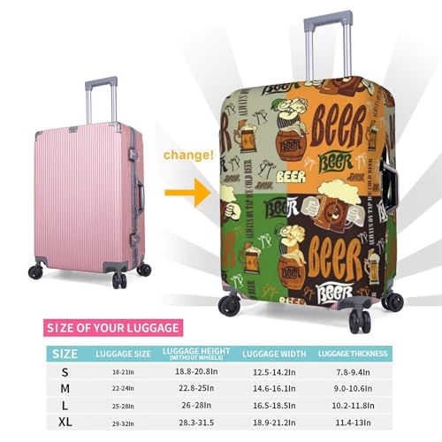 Beer Print Luggage Cover For Suitcases, Elastic Travel Bag For Luggage, Stylish Design4