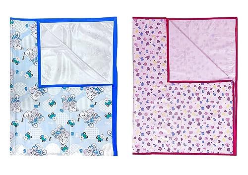 Image of EcoSoft Plastic Sheet,PVC Sheet for Kids,Rubber Sheet for Babies,Bed Wetting Protector(90 x 135 cm) (Blue Bear & ABC123 Pink)