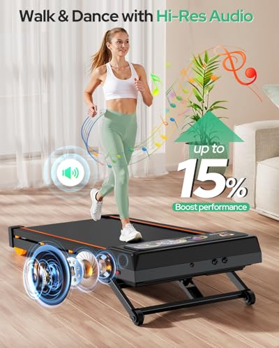 Image of Walking Pad with 15% 12-Level Auto Incline, 450 lbs Capacity UI Screen, Rayspace 3.5HP Quiet Under Desk Treadmill with Bluetooth Speaker & Remote Control, Compact Treadmills for Home Hiking