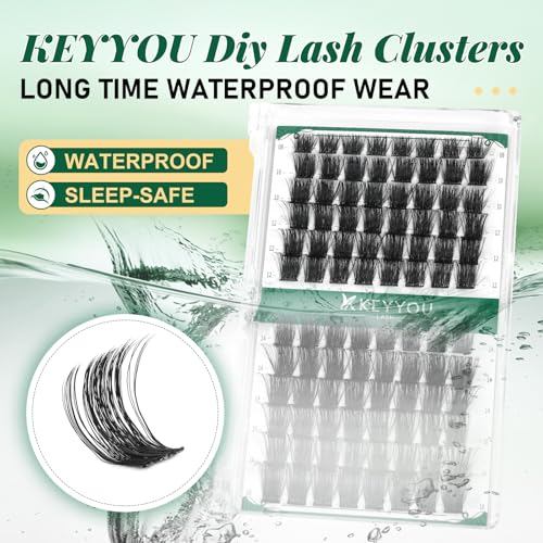 Image of Lash Clusters,96 Pcs Cluster Lashes D Curl 12mm DIY Lash Extensions Eyelash Clusters,KEYYOU Volume Wispy Individual Lashes Soft&Comfortable Easy DIY at Home(Y04,D-12mm)