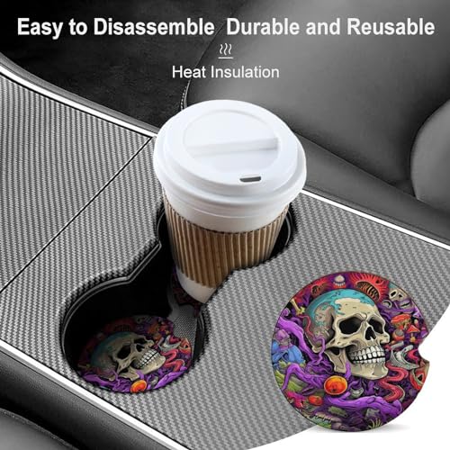 Portavasos para coche juego 4 piezas calavera morada miniatura 4