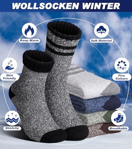 5 Pairs Merino Wool Socks Mens,Thick Warm Winter Socks for Men2