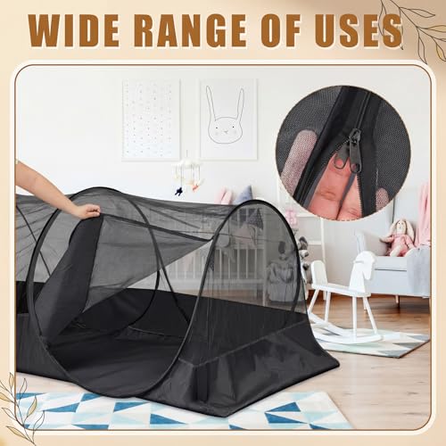 Image of Large Pop up Mosquito Net for Camping Portable Foldable Mosquito Tent Bug Net Bed Travel Patio Outdoor 78 x 39 x 28 Inch Bug Netting Mesh Tent Canopy for Adults Baby Bedroom, Black