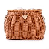 Shophubio Gewebter Kunststoff-Fahrradkorb für Kinder, kompatibel mit Laufrädern und Rollern, doppelter Verwendungszweck, leicht, zum Wandern und Radfahren (braun)