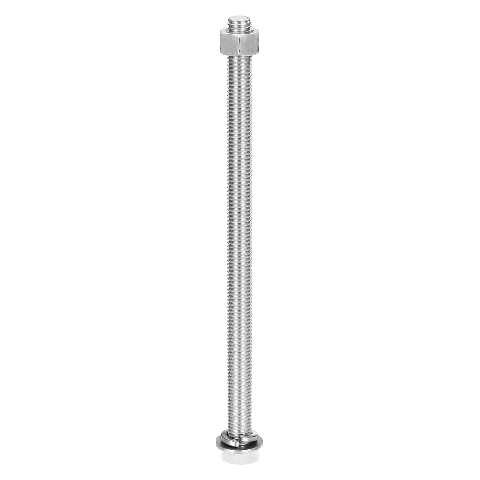sourcing map M12 x 210mm 304 Stainless Steel Hex Head Screws Bolts, Nuts, Flat & Lock Washers Assortment Kit, Fully Threaded, Bright Finish for Home, Electronic, Machine, 1 Sets