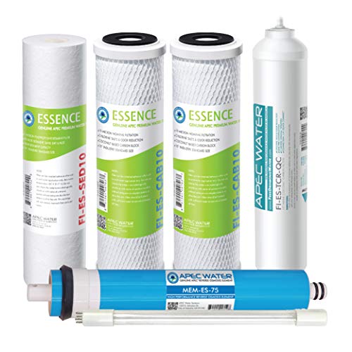 APEC Water Systems Filter-MAX-ESUV-SSV2 75 GPD High Capacity Complete Replacement Cartridges for ROES-UV75-SS Reverse Osmosis Water Filtration System Stage 1-6, White