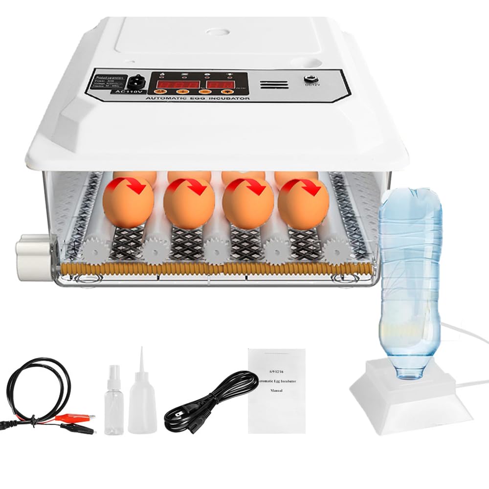 Machgrin 16-Egg Digital Incubator with Auto-Turning & Adjustable Humidity Control, for Chicken/Duck/Quail/Goose Eggs
