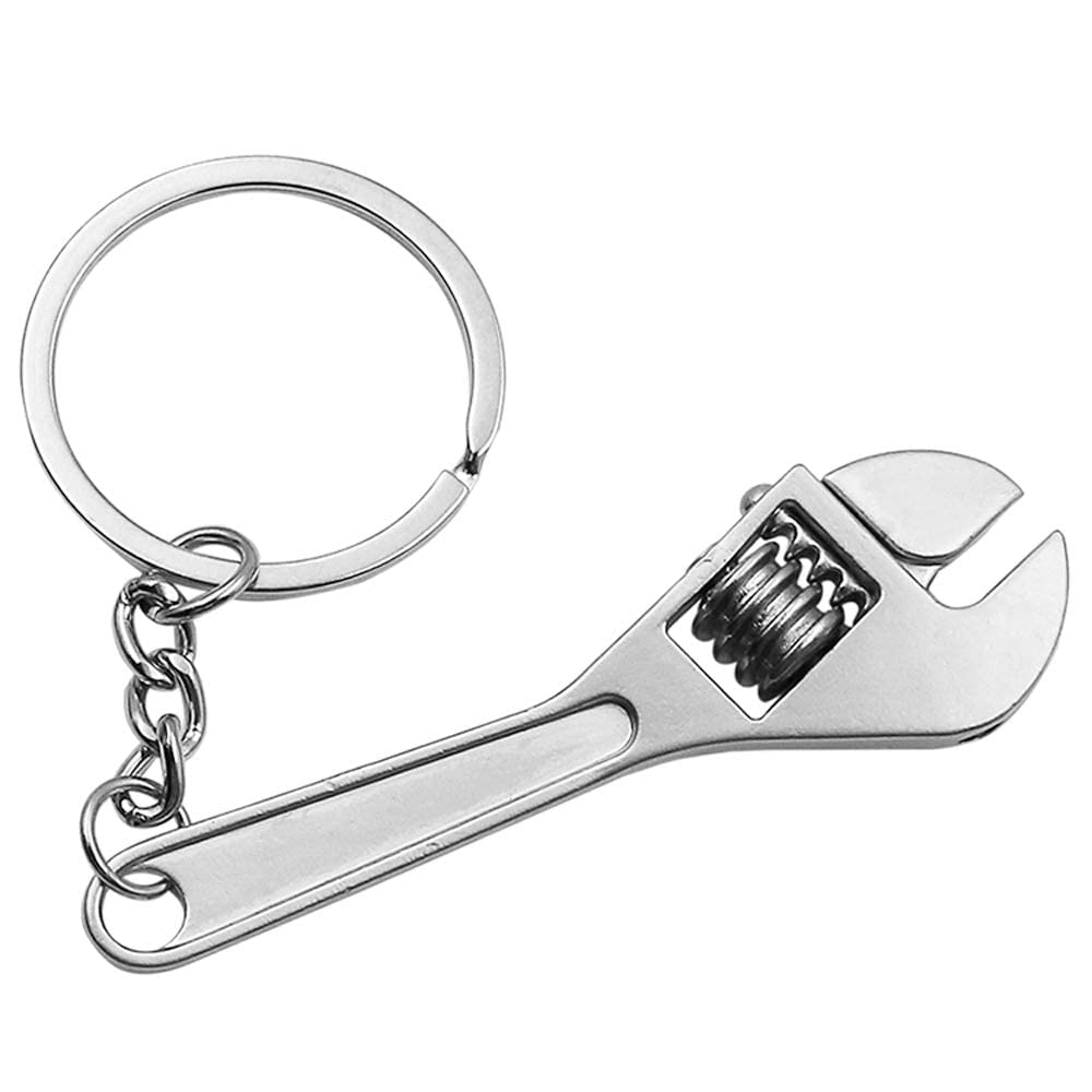 KASTWAVEKeychain, Stainless Steel Creative Mini Adjustable Wrench Key Chain Realistic Machine Tools Model Spanner Key Chain Ring Key Holder