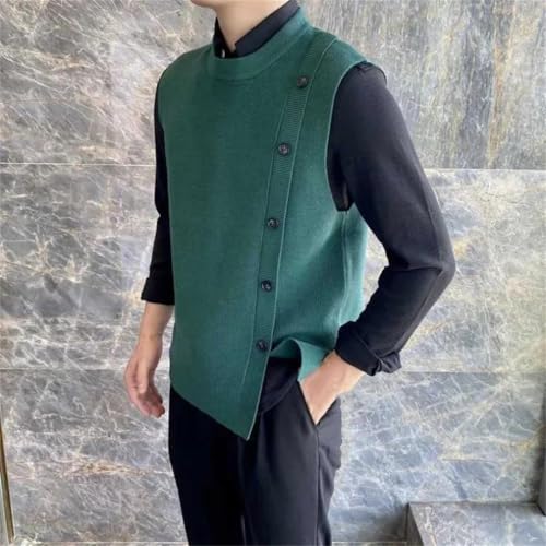 Men's Knitted Sweater Vest Sleeveless Crewneck Business Casual Waistcoat Pullover Top2