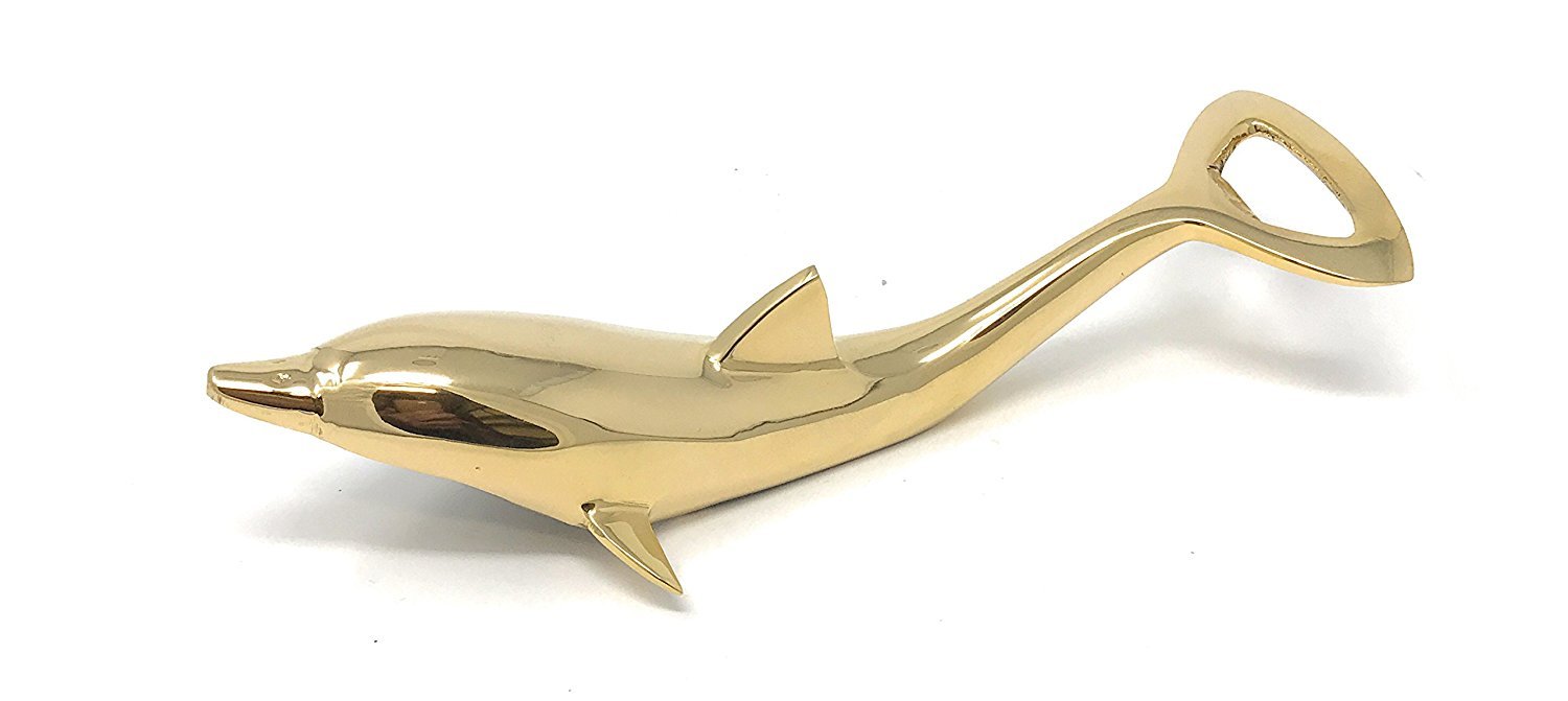 Madison Bay Company Polished Brass Leaping Dolphin Bottle Opener, 6.5 Inches Long
