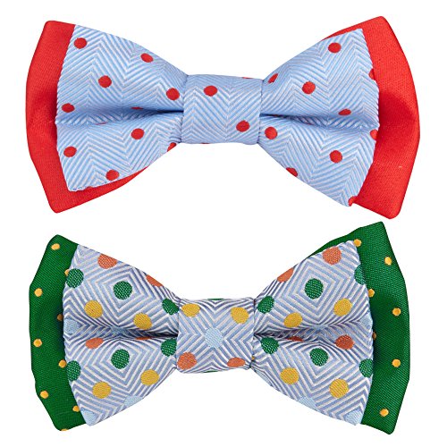 Blueberry Pet Gift Box With Pack Of 2 Handmade Dog Cat Bow Tie, Polka Dots Designer Bowtie Set, 4" * 2.5" #TOP1