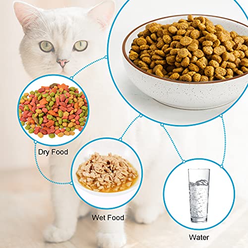 Ceramic Cat Bowls, Howise Pet Bowl Cat Dishes For Food And Water, 5.3 In Cat Food Dish 3 Pack Cat Food Bowls Set Small Dog Dish, Matte White Finish #TOP1