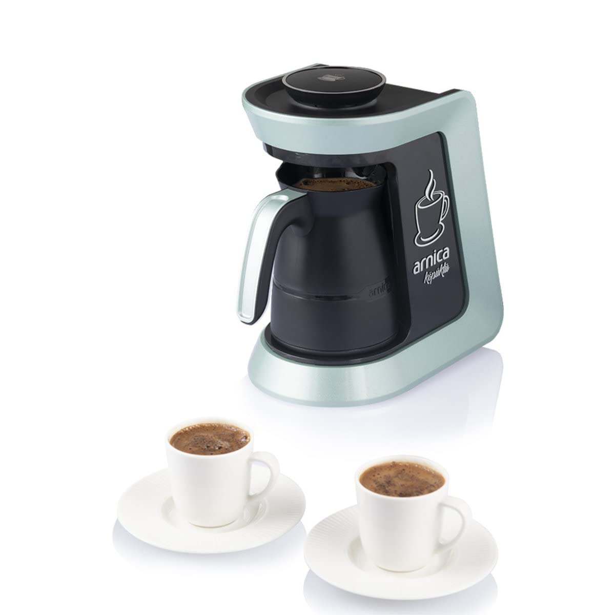 arnica Köpüklü-Türkische Mokka Kaffeemaschine - 650W Edelstahl Kaffeekocher für Türkischen Kaffee - 4 Tassen 300ml - Überlaufschutz Ein-Klick-Bedienung