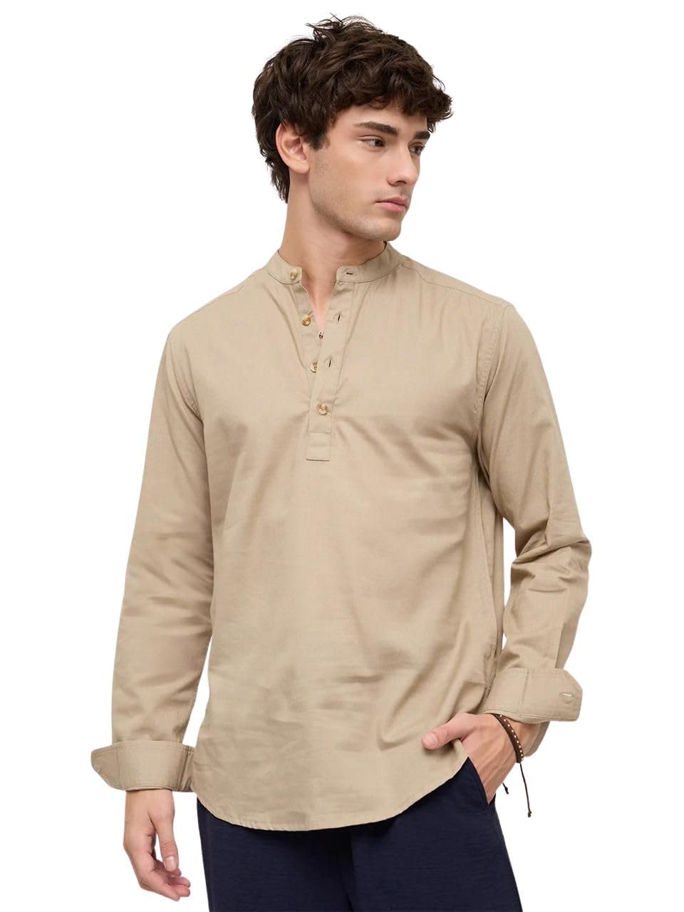 vastrado Solid Khaki Beige Everyday Kurta MK8617A-picture-58