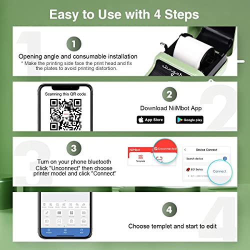 Image of B21 Bluetooth Thermal Label Printer - 2 Inch Small Portable Label Maker, Barcode, Mini Stickers, Bill, Receipt Printing Machine for Home, Office, and Business Use