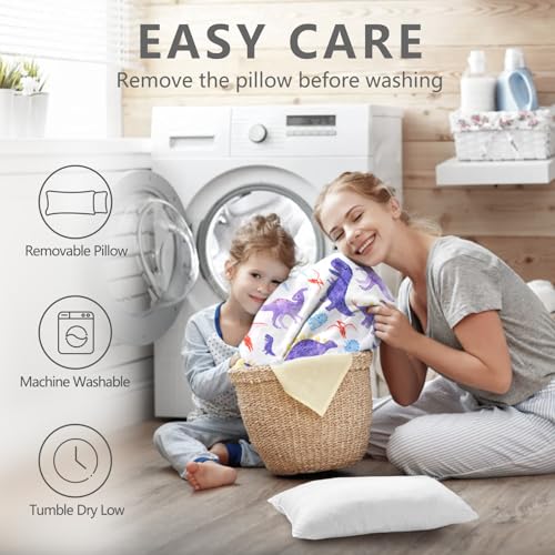 Image of Primlect Toddler Nap Mat with Pillow, Thickened Extra Large Sleeping Bag | 55''x35'' Sleeping Mat with Blanket, Washable, Roll up, Perfect for Daycare, Preschool, Kindergarten, Girls, Dinosaur
